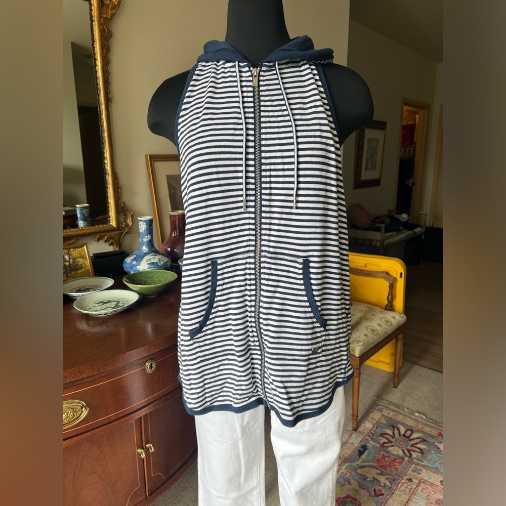 Thick knit Tommy Hilfiger Sport hooded sleeveless zip-up top